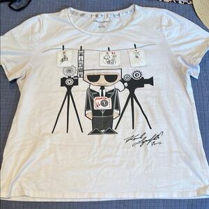 Karl Lagerfeld White T-Shirt with Graphic Design
